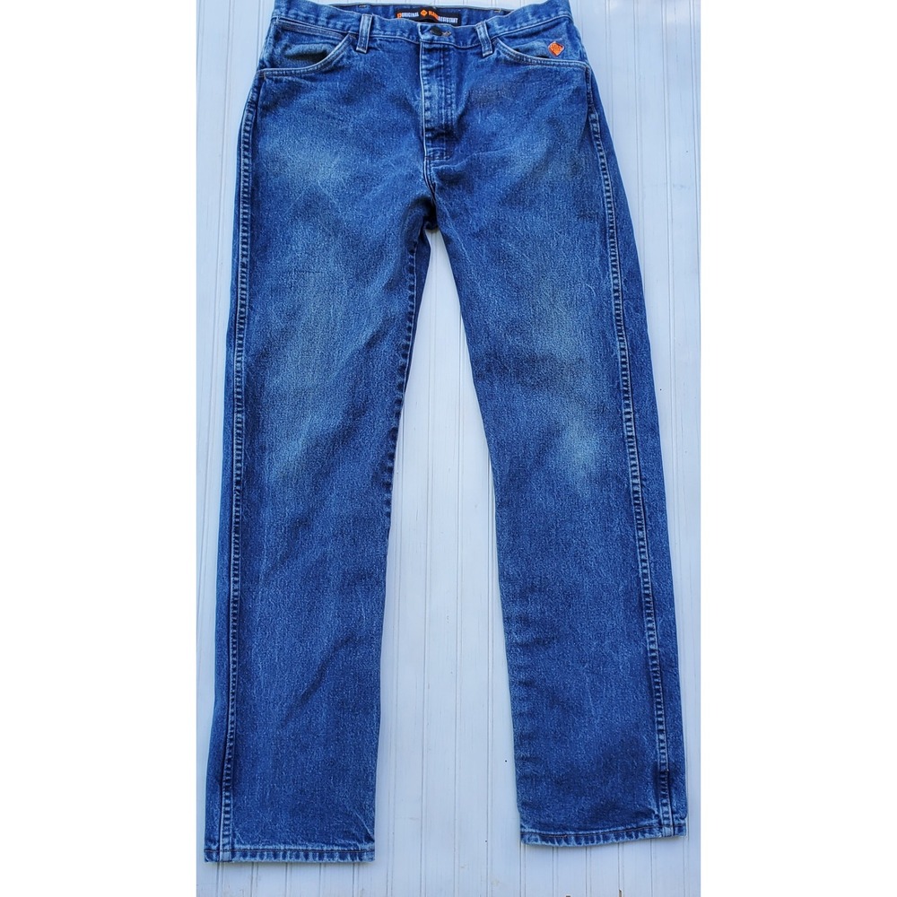 Wrangler Flame Resistant Jeans Mens‎ 35x36 Blue Denim CAT 2 NFPA 2112 fits 33x34